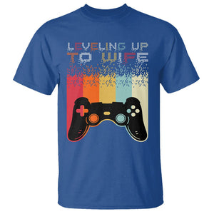 Engagement T Shirt Leveled Up To Wife Funny Gamer Newly Engaged Couple Matching TS09 Royal Blue Printyourwear