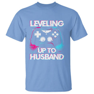 Engagement T Shirt Leveled Up To Husband Funny Gamer Vaporwave Newly Engaged Couple Matching TS09 Carolina Blue Printyourwear