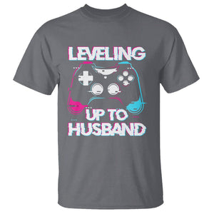 Engagement T Shirt Leveled Up To Husband Funny Gamer Vaporwave Newly Engaged Couple Matching TS09 Charcoal Printyourwear