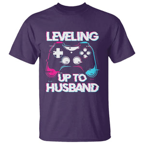 Engagement T Shirt Leveled Up To Husband Funny Gamer Vaporwave Newly Engaged Couple Matching TS09 Purple Printyourwear
