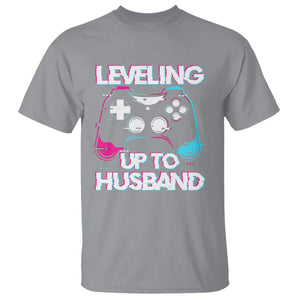 Engagement T Shirt Leveled Up To Husband Funny Gamer Vaporwave Newly Engaged Couple Matching TS09 Sport Gray Printyourwear