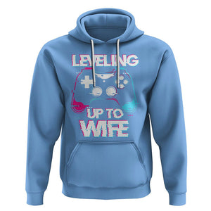 Engagement Hoodie Leveled Up To WIfe Funny Gamer Vaporwave Newly Engaged Couple Matching TS09 Carolina Blue Printyourwear