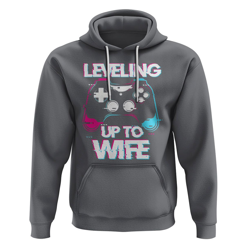 Engagement Hoodie Leveled Up To WIfe Funny Gamer Vaporwave Newly Engaged Couple Matching TS09 Charcoal Printyourwear