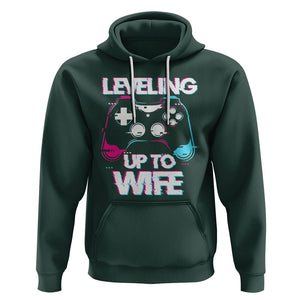 Engagement Hoodie Leveled Up To WIfe Funny Gamer Vaporwave Newly Engaged Couple Matching TS09 Dark Forest Green Printyourwear
