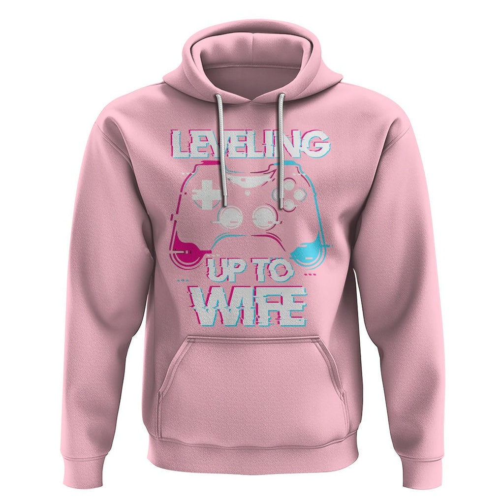Engagement Hoodie Leveled Up To WIfe Funny Gamer Vaporwave Newly Engaged Couple Matching TS09 Light Pink Printyourwear