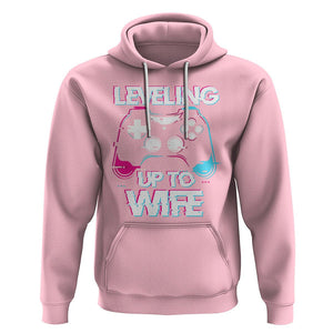 Engagement Hoodie Leveled Up To WIfe Funny Gamer Vaporwave Newly Engaged Couple Matching TS09 Light Pink Printyourwear