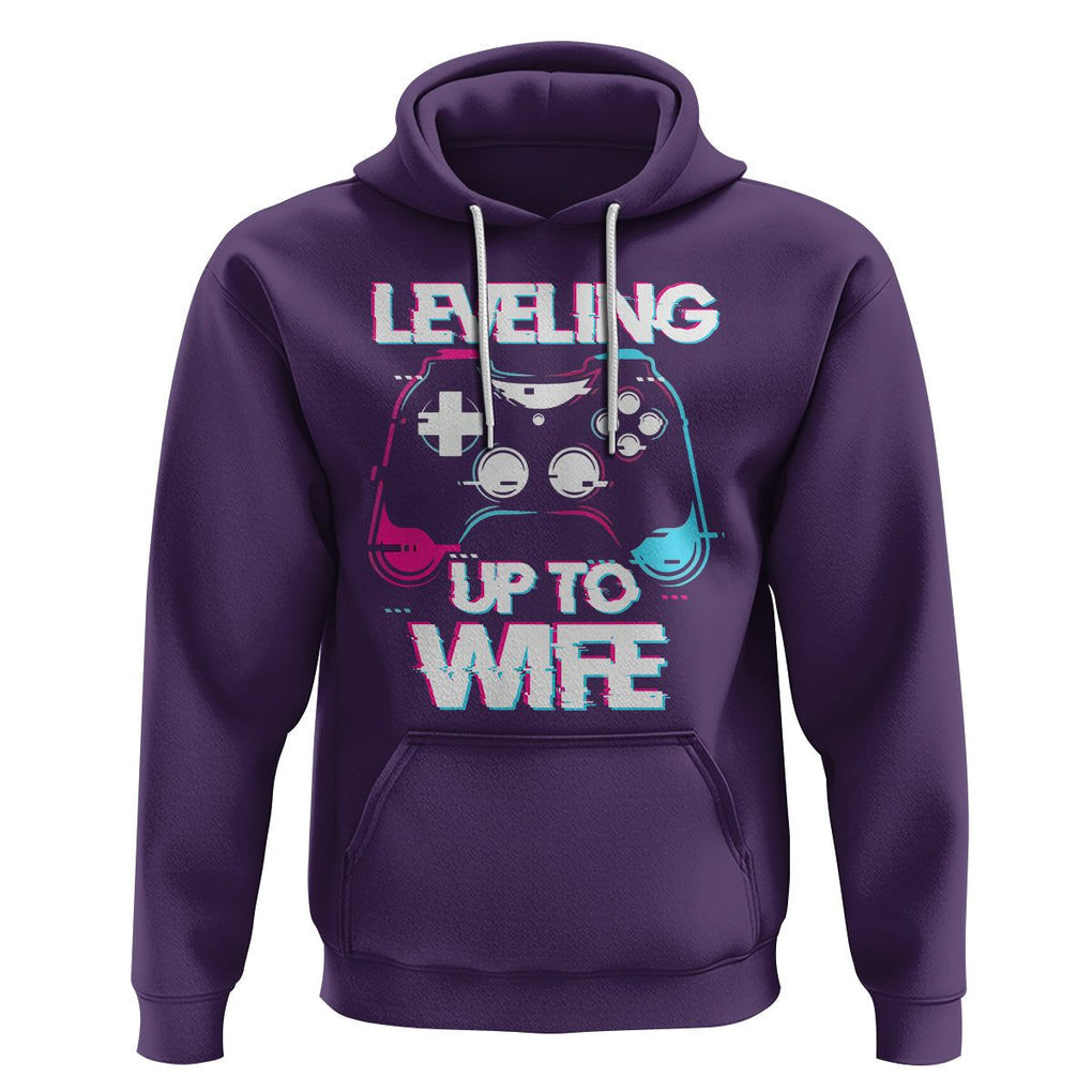 Engagement Hoodie Leveled Up To WIfe Funny Gamer Vaporwave Newly Engaged Couple Matching TS09 Purple Printyourwear