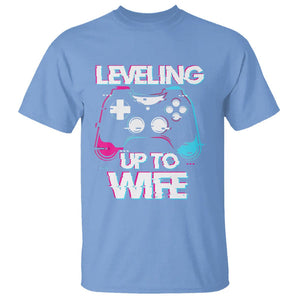Engagement T Shirt Leveled Up To WIfe Funny Gamer Vaporwave Newly Engaged Couple Matching TS09 Carolina Blue Printyourwear