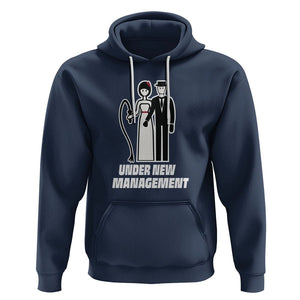 Funny Marriage Hoodie Under New Management Bachelor Bachelorette Party Couple Matching TS09 Navy Printyourwear