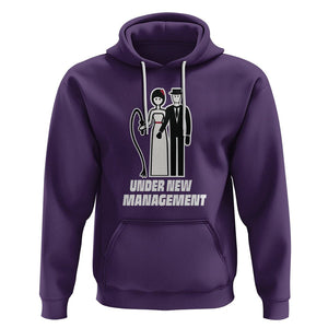 Funny Marriage Hoodie Under New Management Bachelor Bachelorette Party Couple Matching TS09 Purple Printyourwear