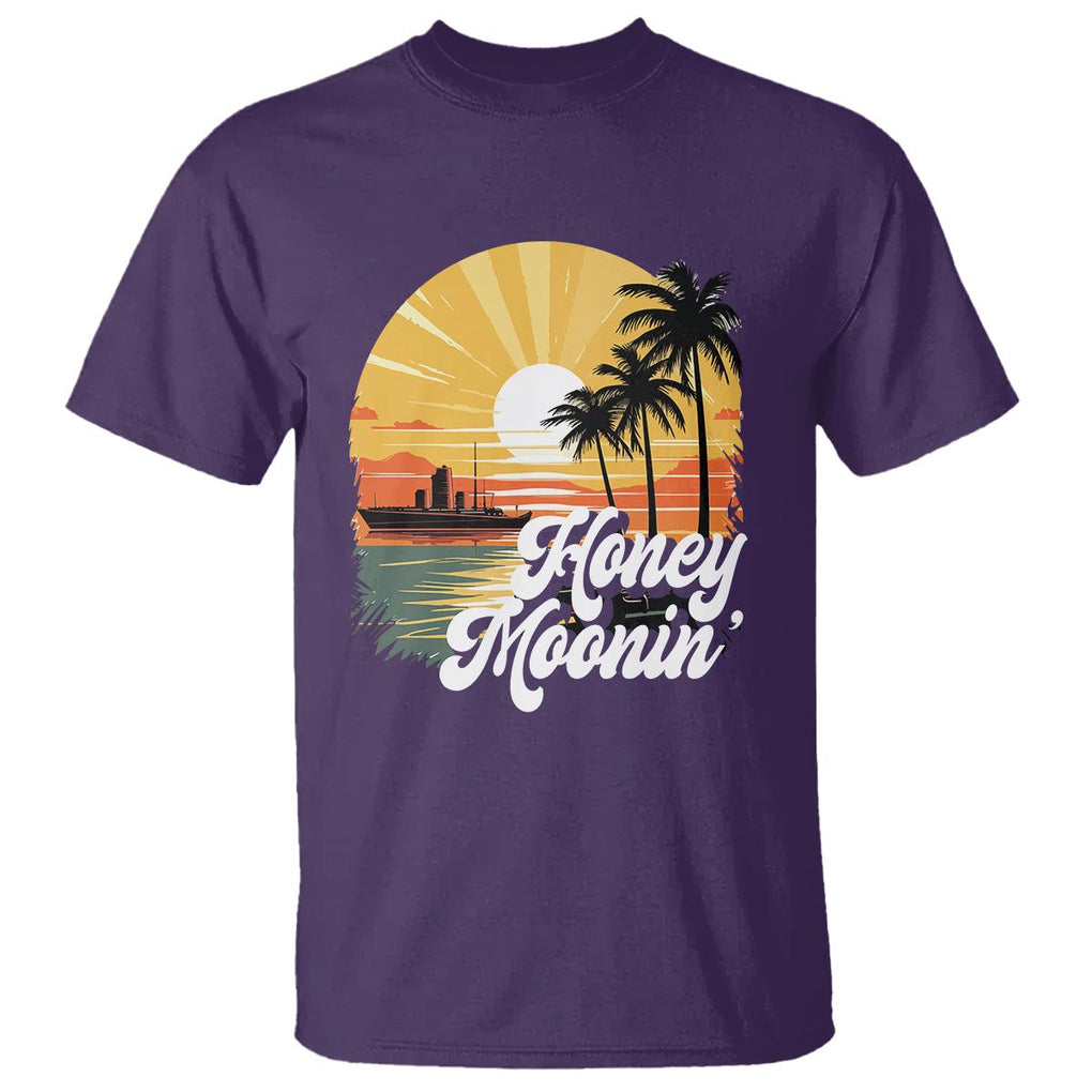 Honeymoon T Shirt Beach Trip Married Couple Matching TS09 Purple Printyourwear