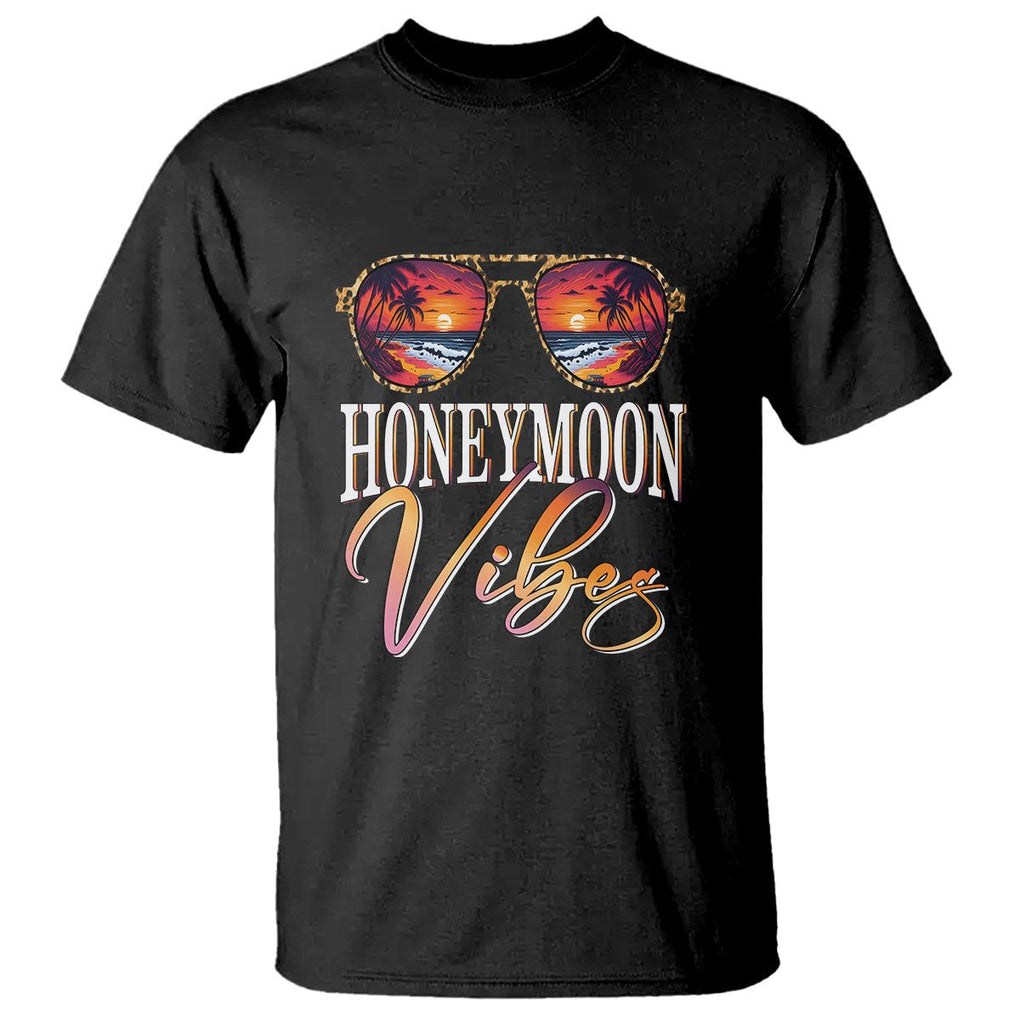 Honeymoon Vibes T Shirt Beach Trip Married Couple Matching TS09 Black Printyourwear