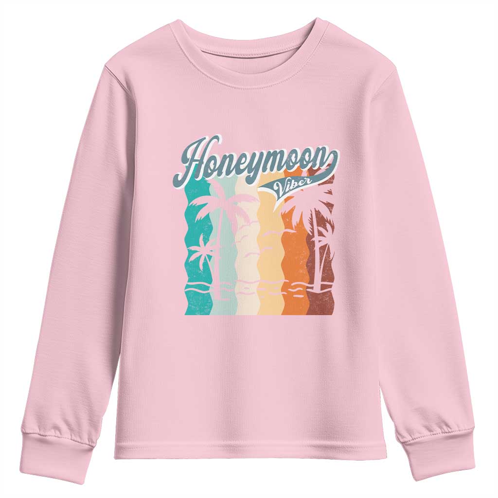 Honeymoon Vibe Youth Sweatshirt Beach Trip Married Couple Matching TS09 Light Pink Print Your Wear