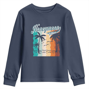 Honeymoon Vibe Youth Sweatshirt Beach Trip Married Couple Matching TS09 Navy Print Your Wear
