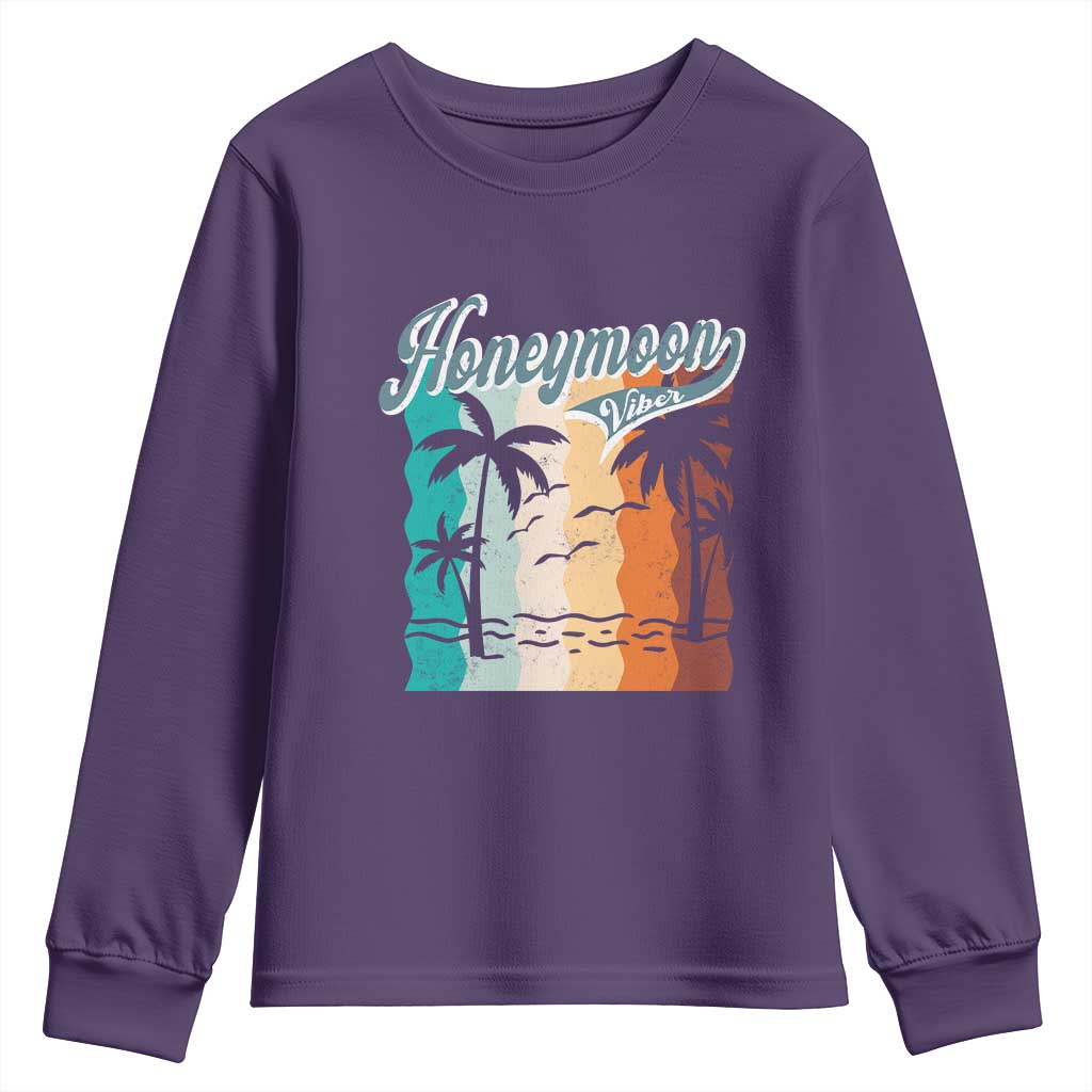Honeymoon Vibe Youth Sweatshirt Beach Trip Married Couple Matching TS09 Purple Print Your Wear