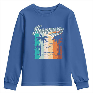 Honeymoon Vibe Youth Sweatshirt Beach Trip Married Couple Matching TS09 Royal Blue Print Your Wear
