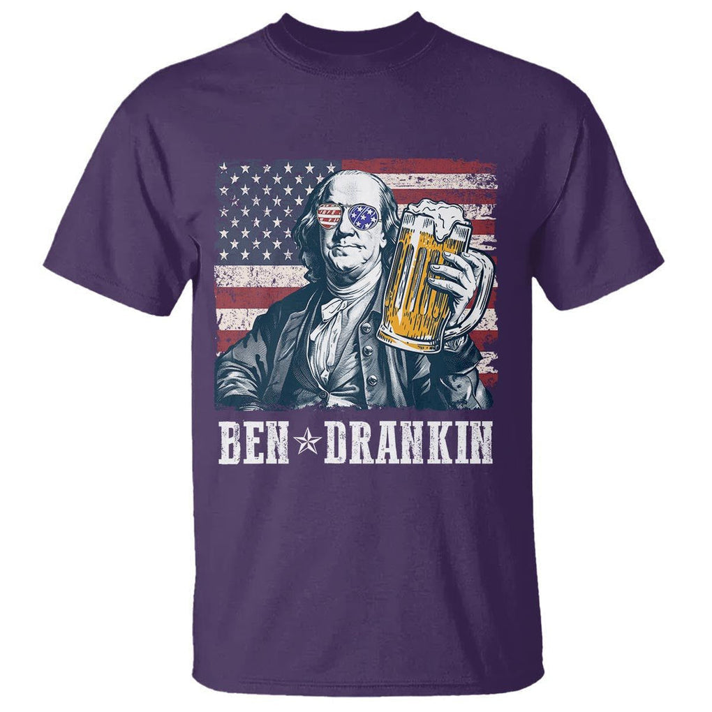 Funny 4th Of July Drinking T Shirt Ben Drankin Benjamin Franklin Patriotic Party TS09 Purple Print Your Wear