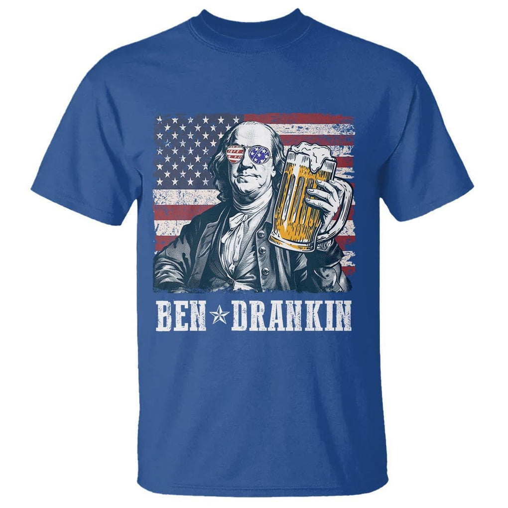 Funny 4th Of July Drinking T Shirt Ben Drankin Benjamin Franklin Patriotic Party TS09 Royal Blue Print Your Wear