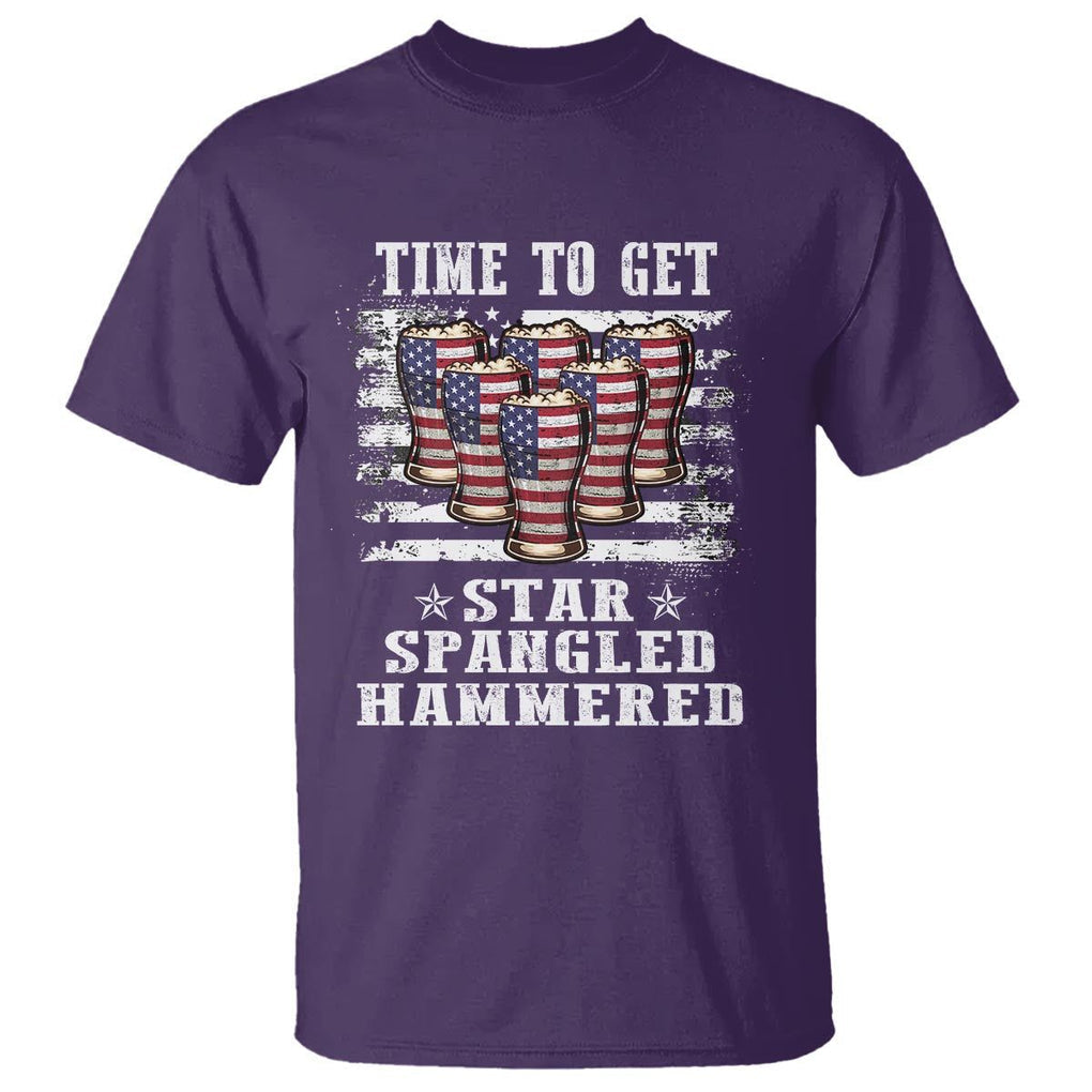 Funny 4th Of July Drinking T Shirt Time To Get Star Spangled Hammered Patriotic Party TS09 Purple Print Your Wear