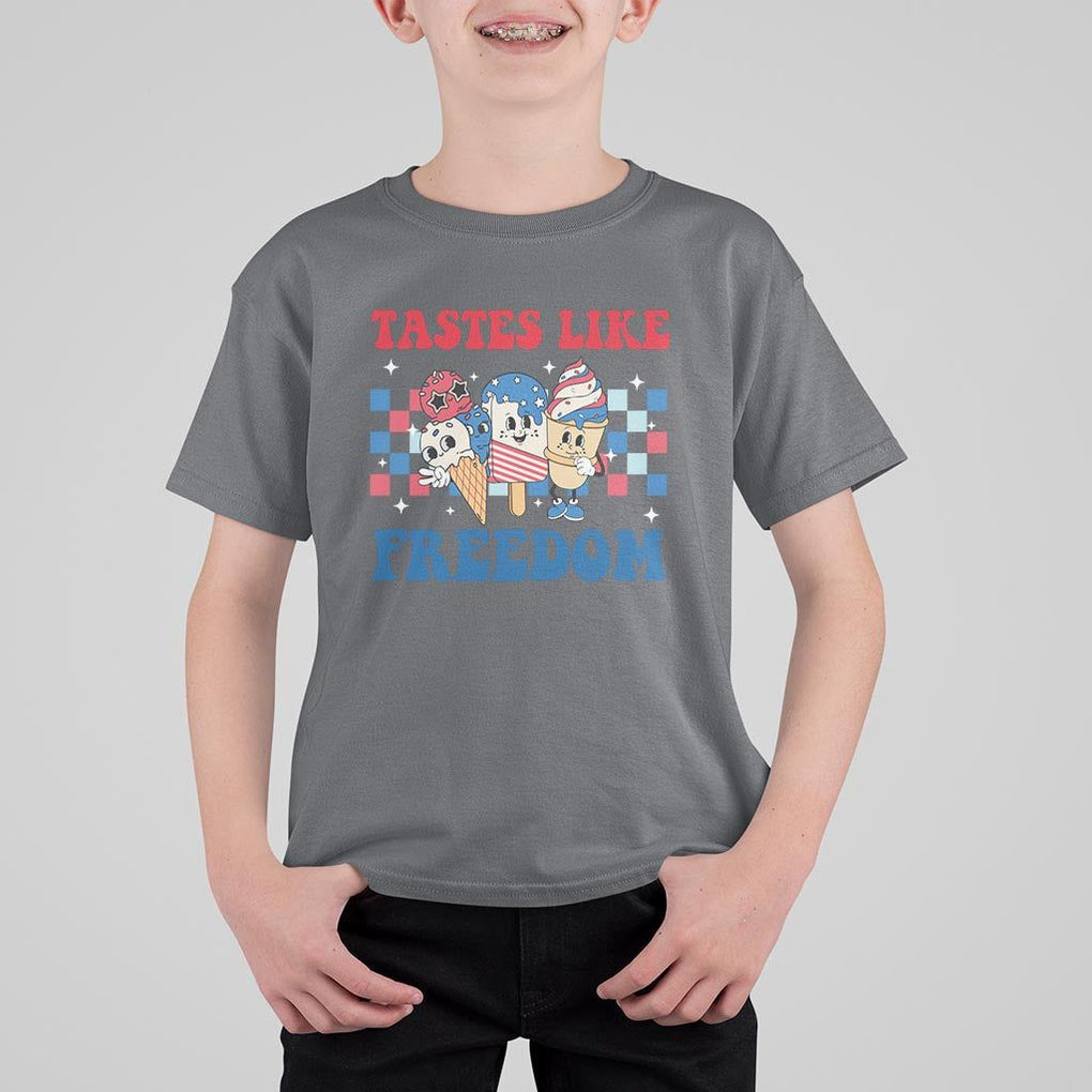 Funny 4th Of July T Shirt For Kid Tastes Like Freedom American Ice Cream TS09 Charcoal Print Your Wear