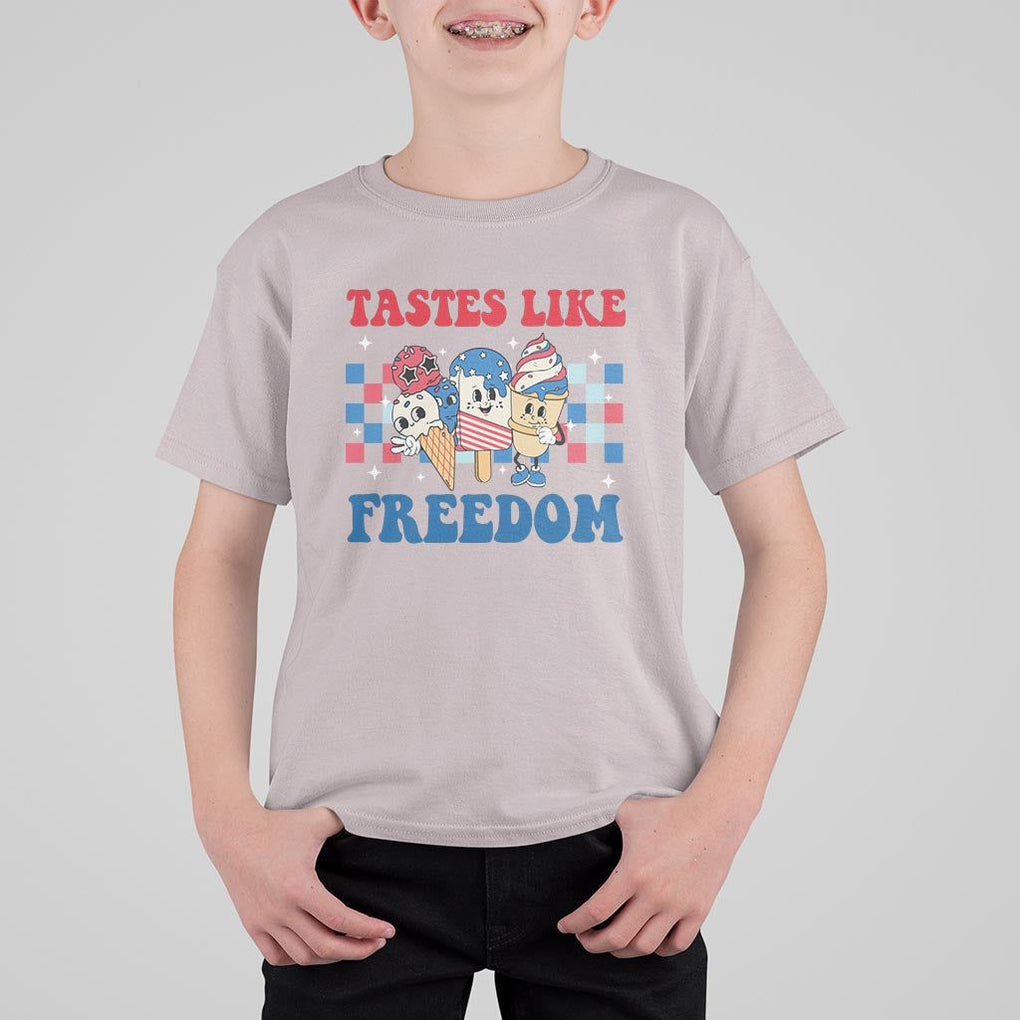 Funny 4th Of July T Shirt For Kid Tastes Like Freedom American Ice Cream TS09 Ice Gray Print Your Wear