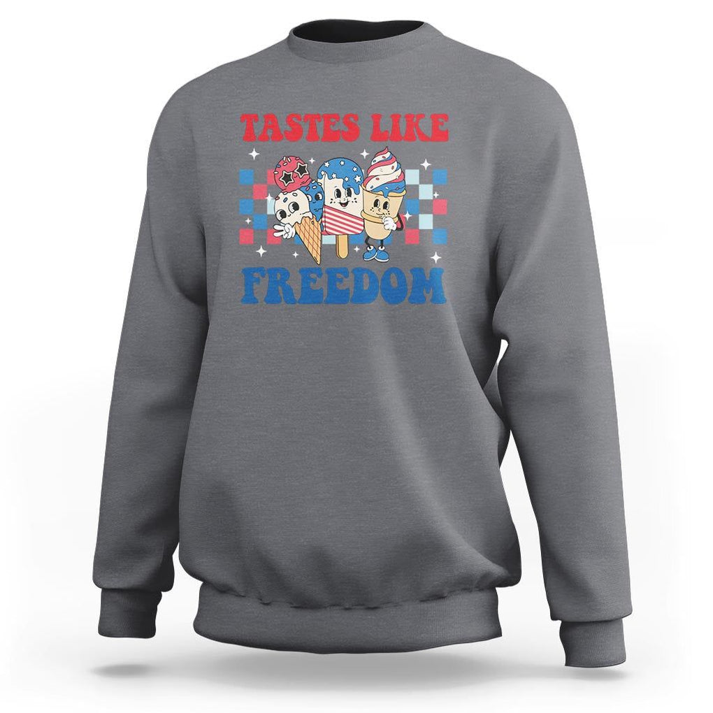 Funny 4th Of July Sweatshirt Tastes Like Freedom American Ice Cream TS09 Charcoal Print Your Wear