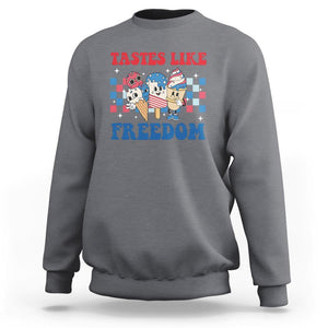 Funny 4th Of July Sweatshirt Tastes Like Freedom American Ice Cream TS09 Charcoal Print Your Wear