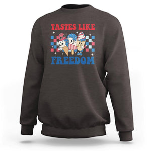 Funny 4th Of July Sweatshirt Tastes Like Freedom American Ice Cream TS09 Dark Chocolate Print Your Wear