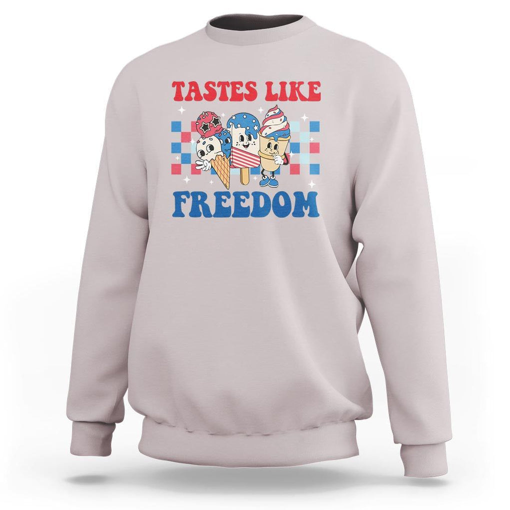 Funny 4th Of July Sweatshirt Tastes Like Freedom American Ice Cream TS09 Ice Gray Print Your Wear