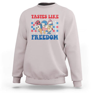 Funny 4th Of July Sweatshirt Tastes Like Freedom American Ice Cream TS09 Ice Gray Print Your Wear