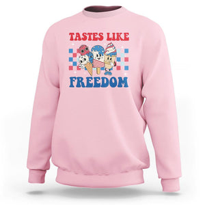 Funny 4th Of July Sweatshirt Tastes Like Freedom American Ice Cream TS09 Light Pink Print Your Wear