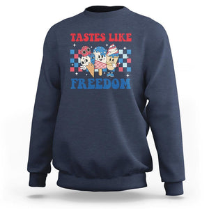 Funny 4th Of July Sweatshirt Tastes Like Freedom American Ice Cream TS09 Navy Print Your Wear