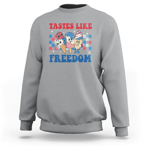Funny 4th Of July Sweatshirt Tastes Like Freedom American Ice Cream TS09 Sport Gray Print Your Wear