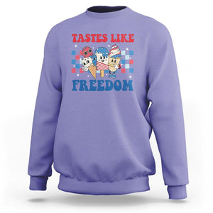Funny 4th Of July Sweatshirt Tastes Like Freedom American Ice Cream TS09 Violet Print Your Wear