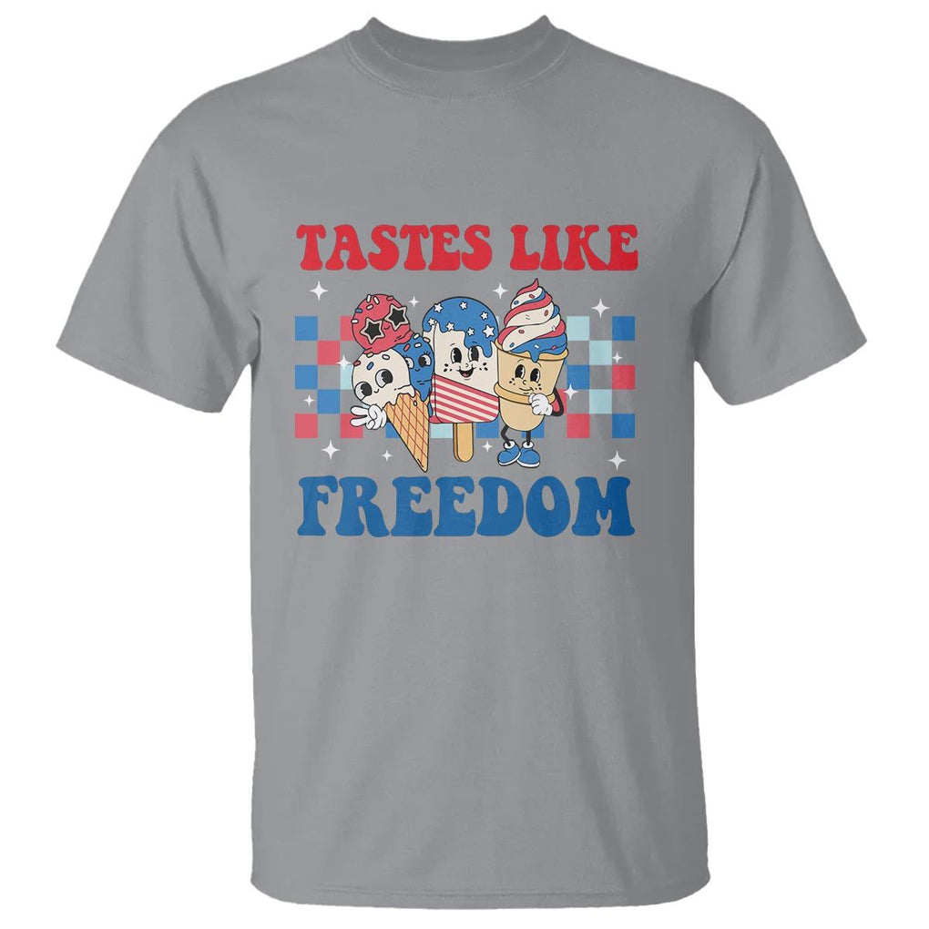 Funny 4th Of July T Shirt Tastes Like Freedom American Ice Cream TS09 Sport Gray Print Your Wear