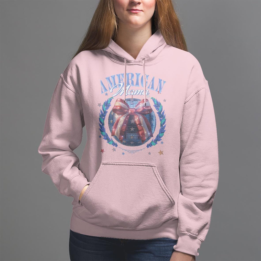 American Mama Hoodie Coquette Disco Ball 4th Of July TS09 Light Pink Print Your Wear