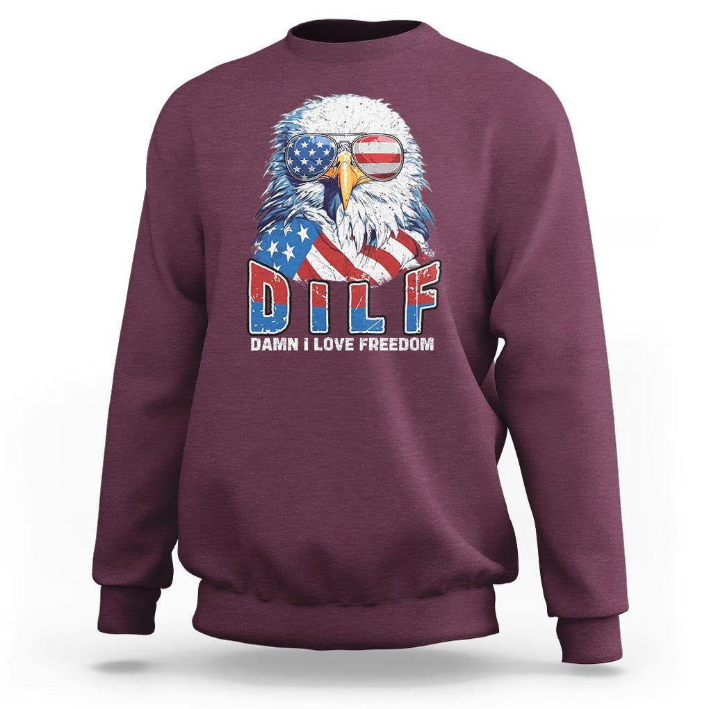 Funny 4th Of July Sweatshirt Damn I Love Freedom TS09 Maroon Print Your Wear