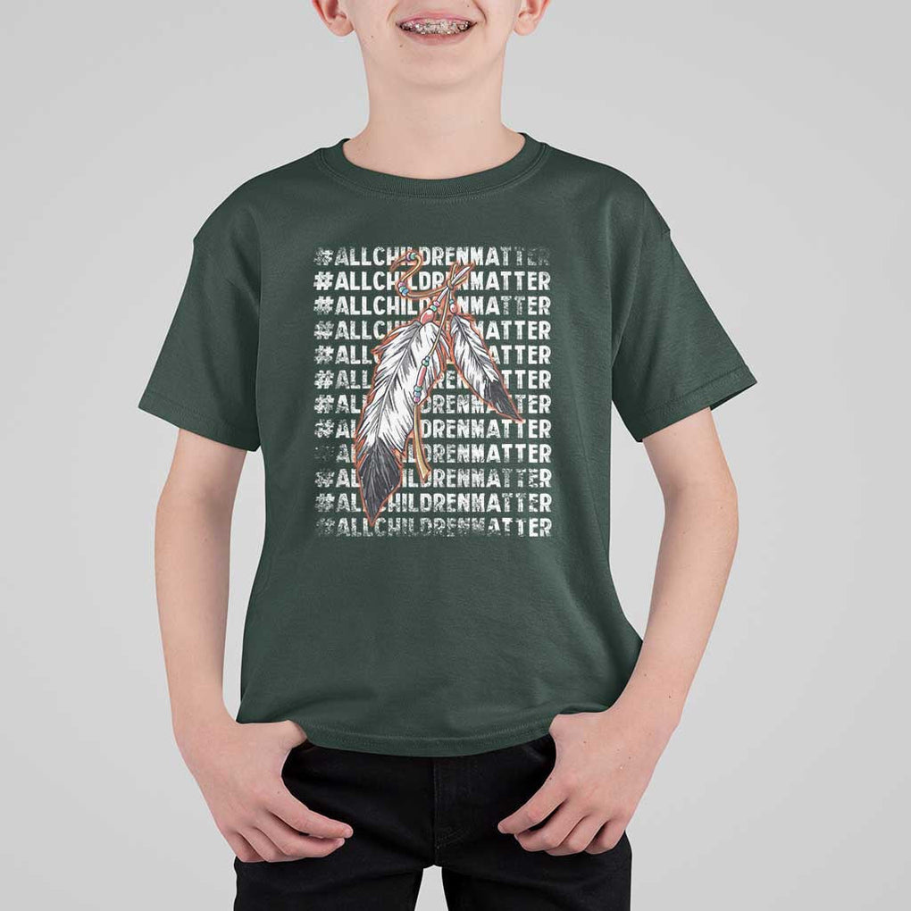 Orange Shirt Day T Shirt For Kid All Children Matter Indigenous Children TS09 Dark Forest Green Print Your Wear