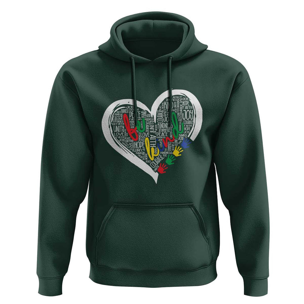 Unity Day Hoodie Orange Heart Be Kind Anti Bullying TS09 Dark Forest Green Print Your Wear