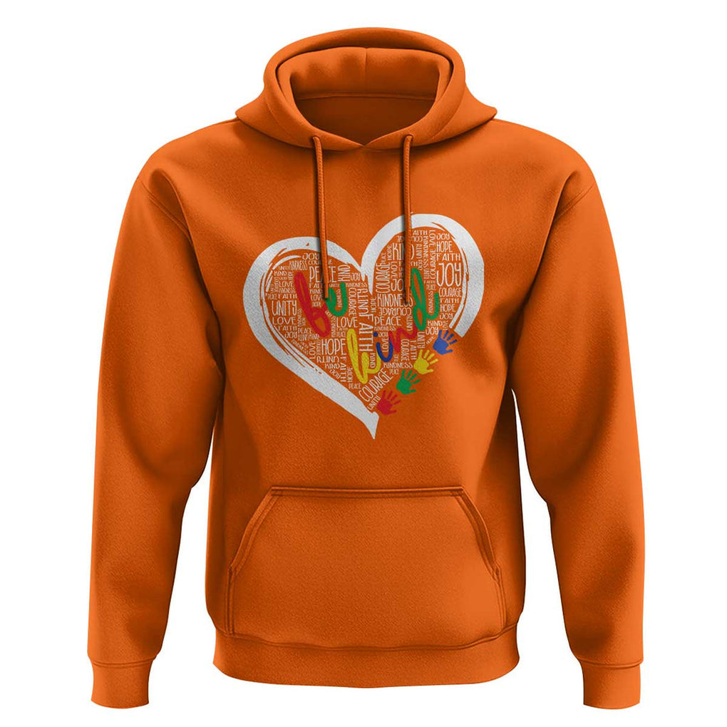 Unity Day Hoodie Orange Heart Be Kind Anti Bullying TS09 Orange Print Your Wear
