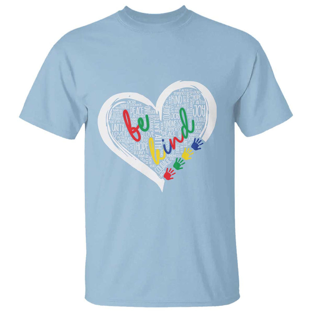 Unity Day T Shirt Orange Heart Be Kind Anti Bullying TS09 Light Blue Print Your Wear