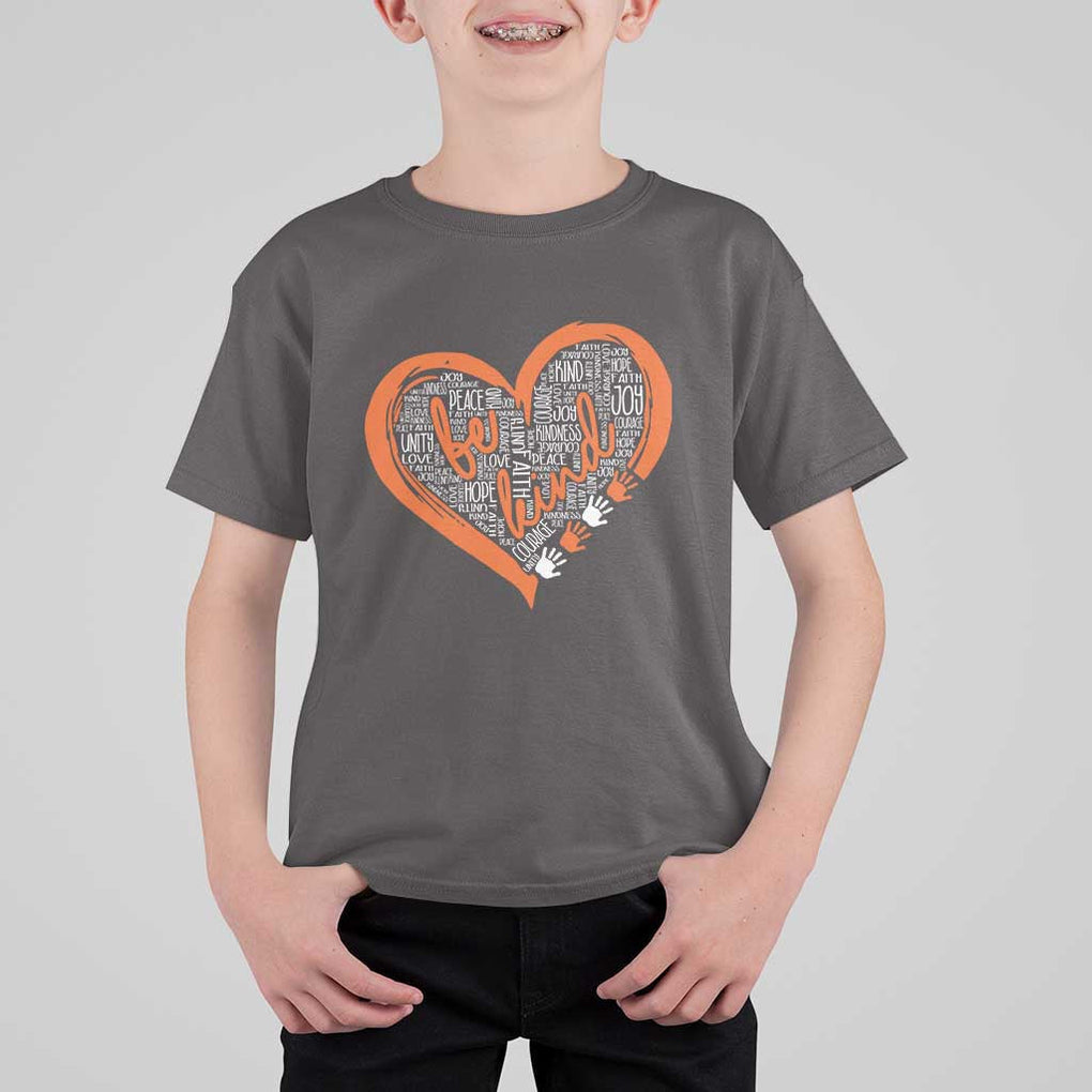 Anti Bullying T Shirt For Kid Orange Heart Be Kind Unity Day TS09 Dark Chocolate Print Your Wear