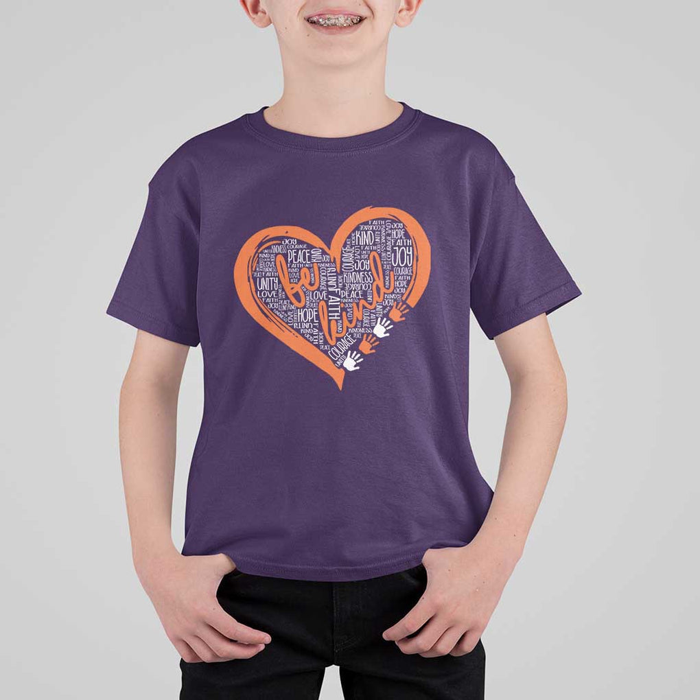 Anti Bullying T Shirt For Kid Orange Heart Be Kind Unity Day TS09 Purple Print Your Wear