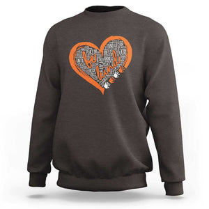 Anti Bullying Sweatshirt Orange Heart Be Kind Unity Day TS09 Dark Chocolate Print Your Wear