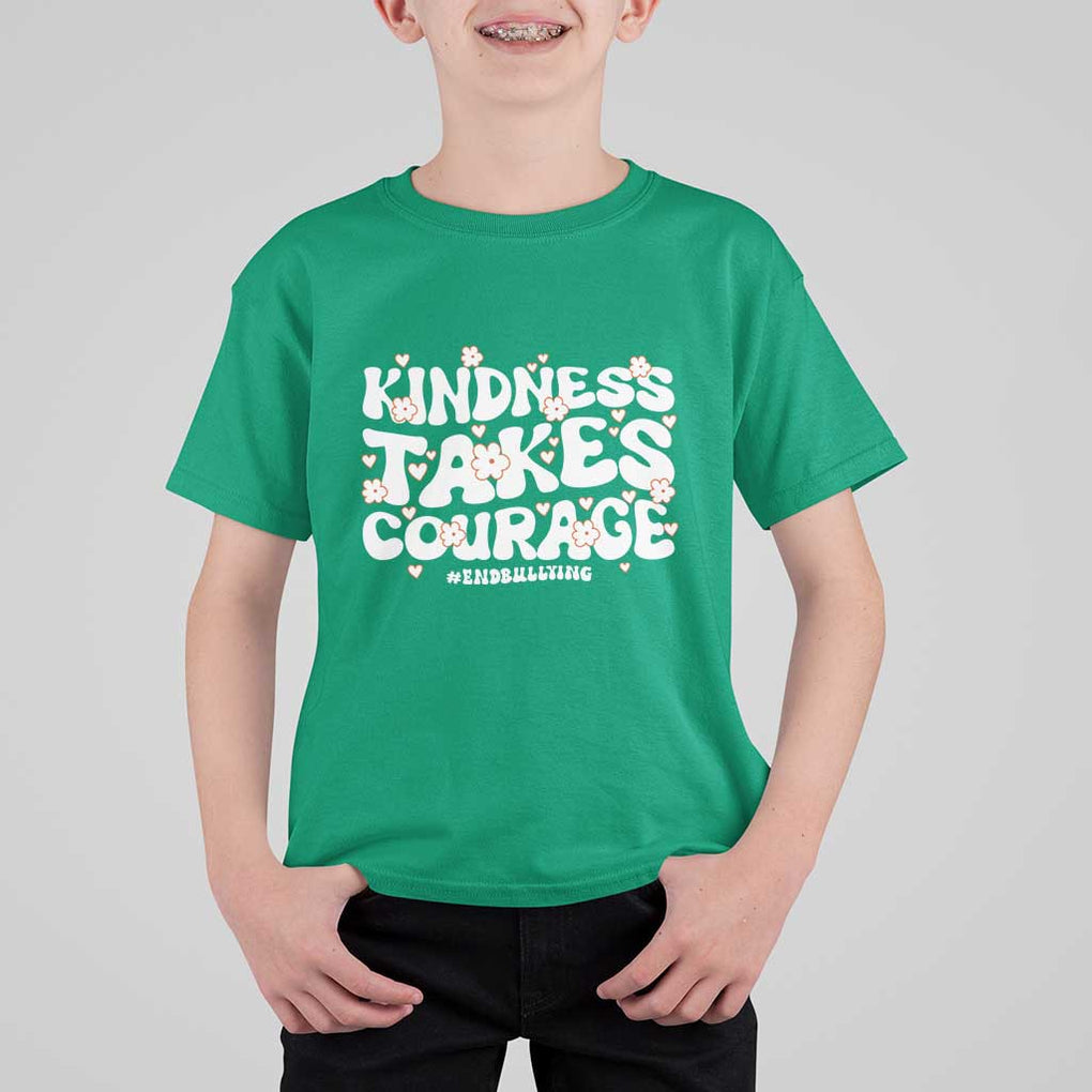 Be Kind T Shirt For Kid Kindness Takes Courage End Bullying TS09 Irish Green Print Your Wear