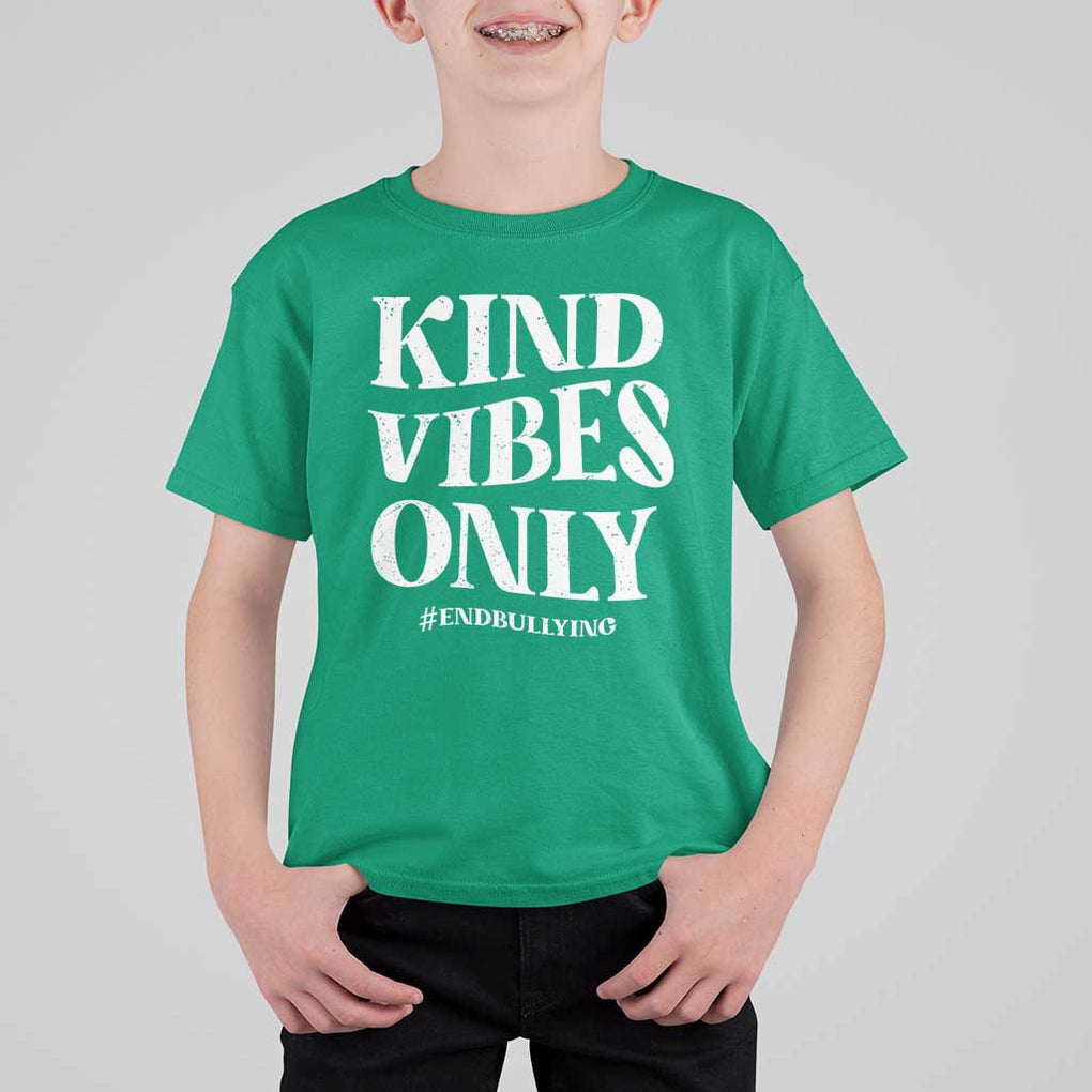 Unity Day T Shirt For Kid Kind Vibes Only End Bullying TS09 Irish Green Print Your Wear