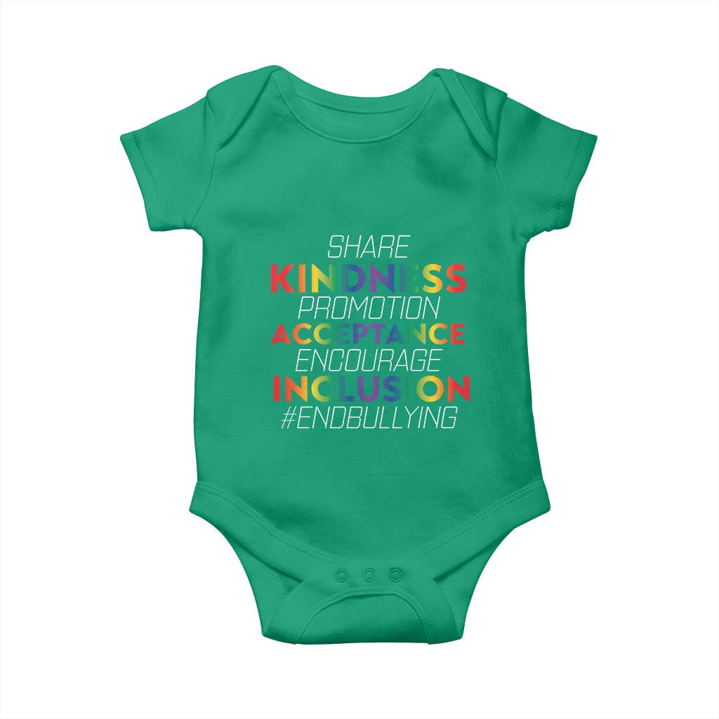 Anti Bullying Baby Onesie Share Kindness Promotion Acceptange Encourage Inclusion TS09 Irish Green Print Your Wear