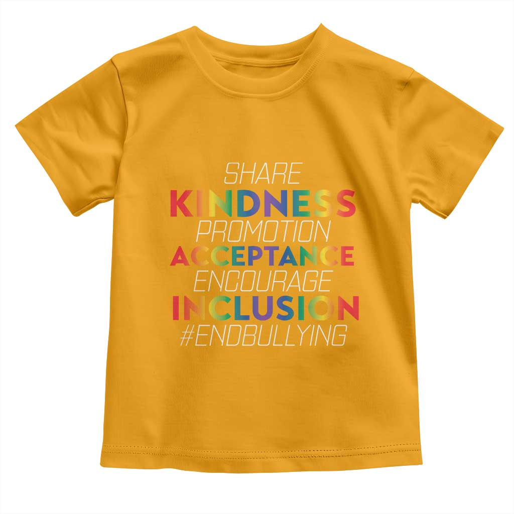 Anti Bullying Baby Shirt Share Kindness Promotion Acceptange Encourage Inclusion TS09 Gold Print Your Wear