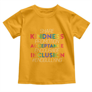 Anti Bullying Baby Shirt Share Kindness Promotion Acceptange Encourage Inclusion TS09 Gold Print Your Wear