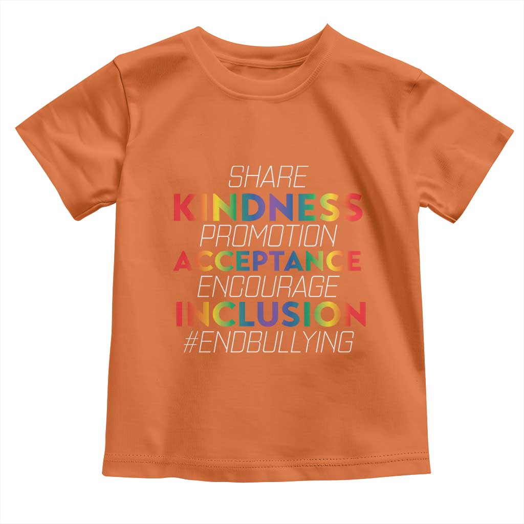 Anti Bullying Baby Shirt Share Kindness Promotion Acceptange Encourage Inclusion TS09 Orange Print Your Wear